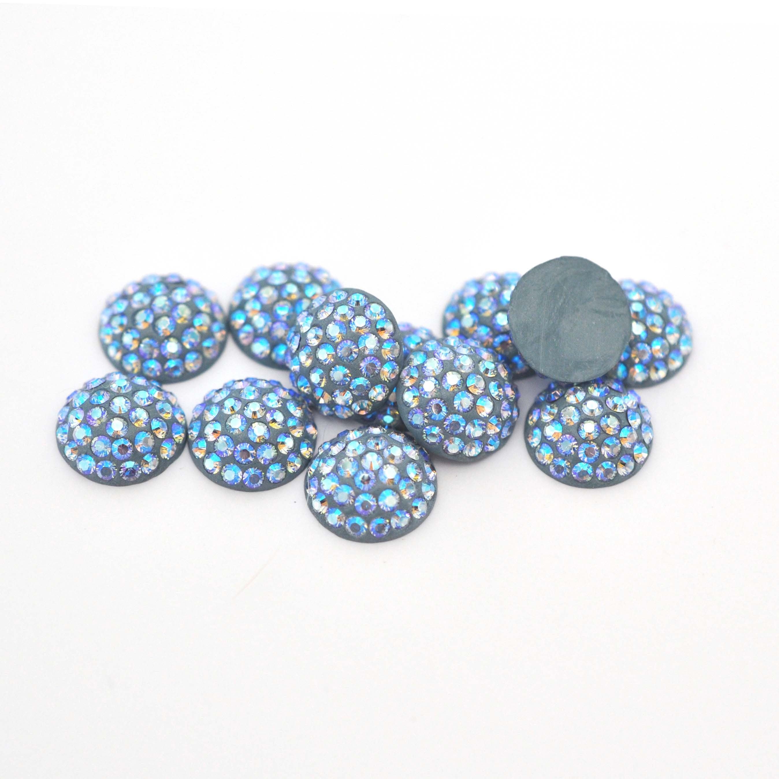 Light Sapphire Shimmer Pave Crystal Cabochon 86601 Barton Crystal 12mm