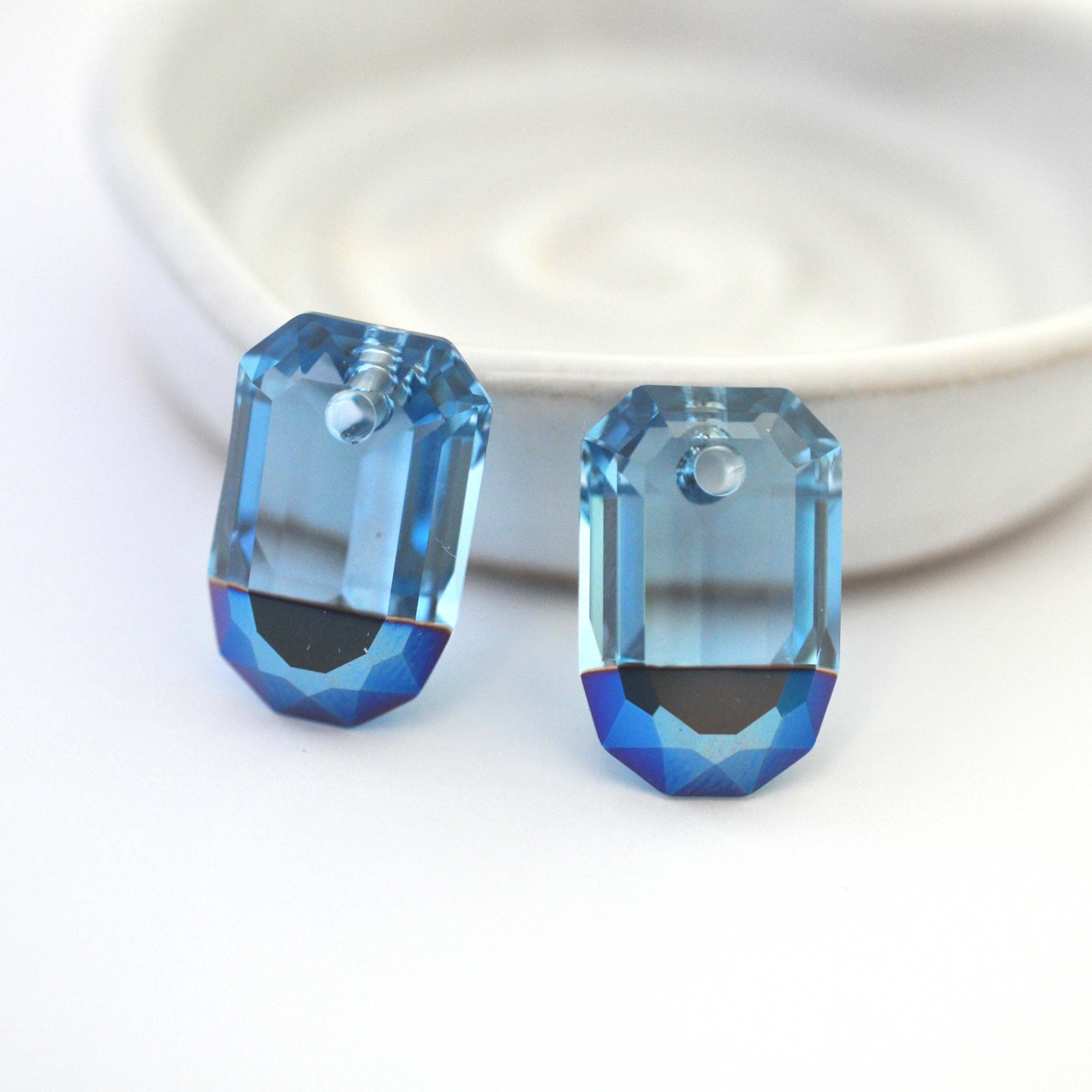 Aqua &amp; Metallic Blue Symbiosis Pendant 6508 Barton Crystal 22x14mm