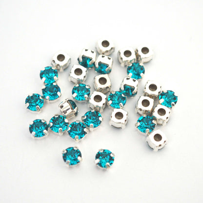 Blue Zircon Sew On Set Barton Crystal Chaton Montees 6mm, 29ss