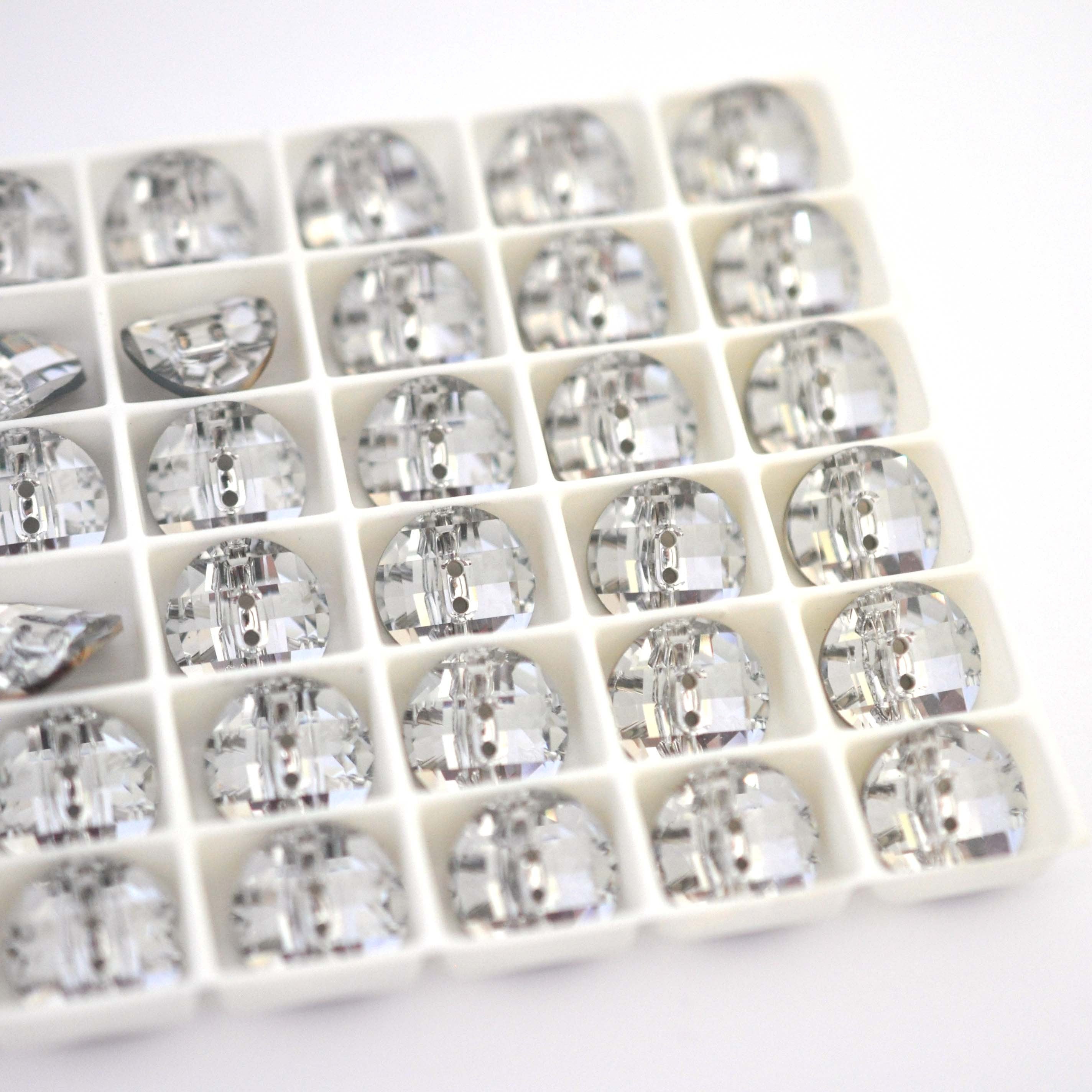 Crystal Clear Checker Top Crystal Buttons 3016 Barton Crystal 12mm