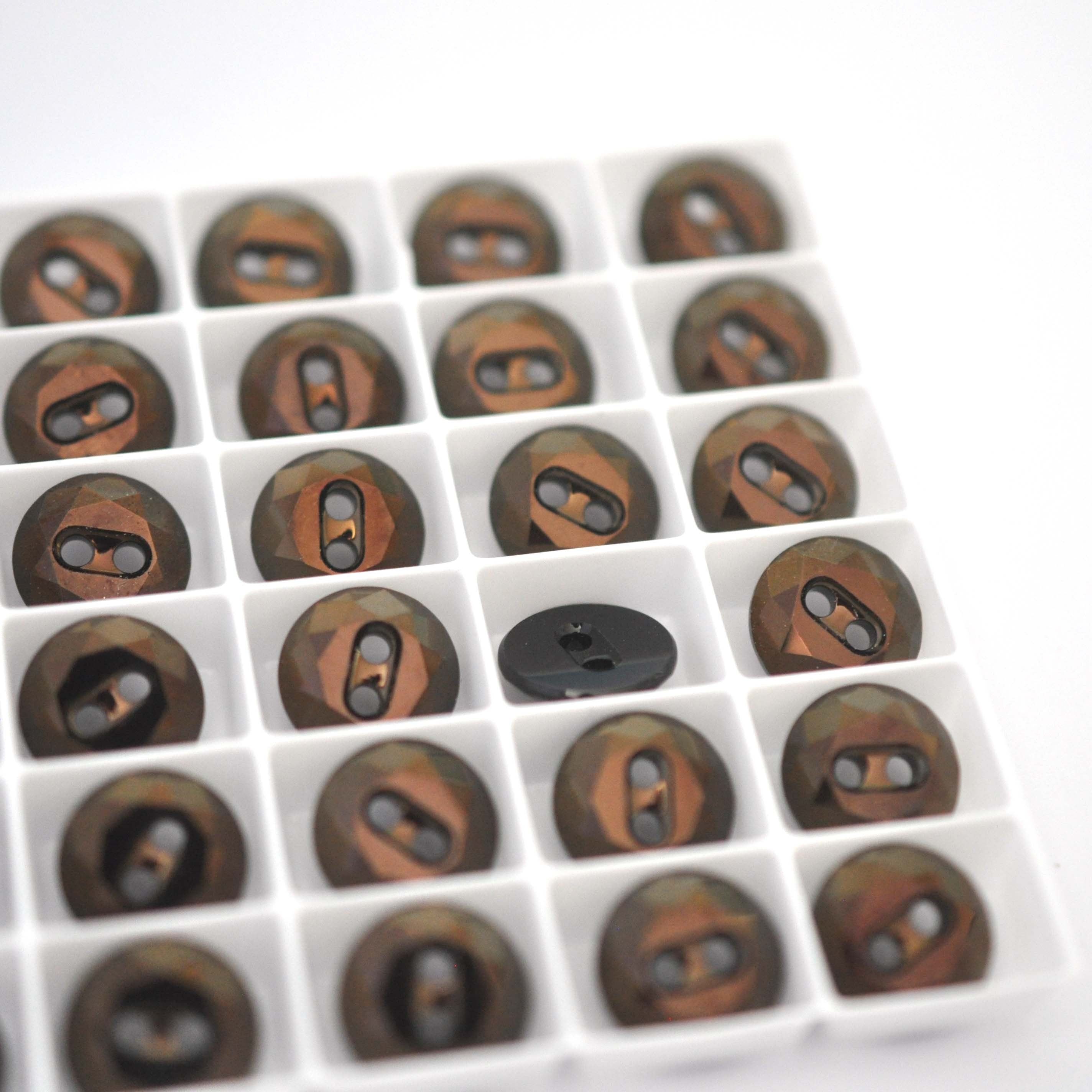 Dark Bronze (Jet Nut) Round Crystal Buttons 3014 Barton Crystal 12mm
