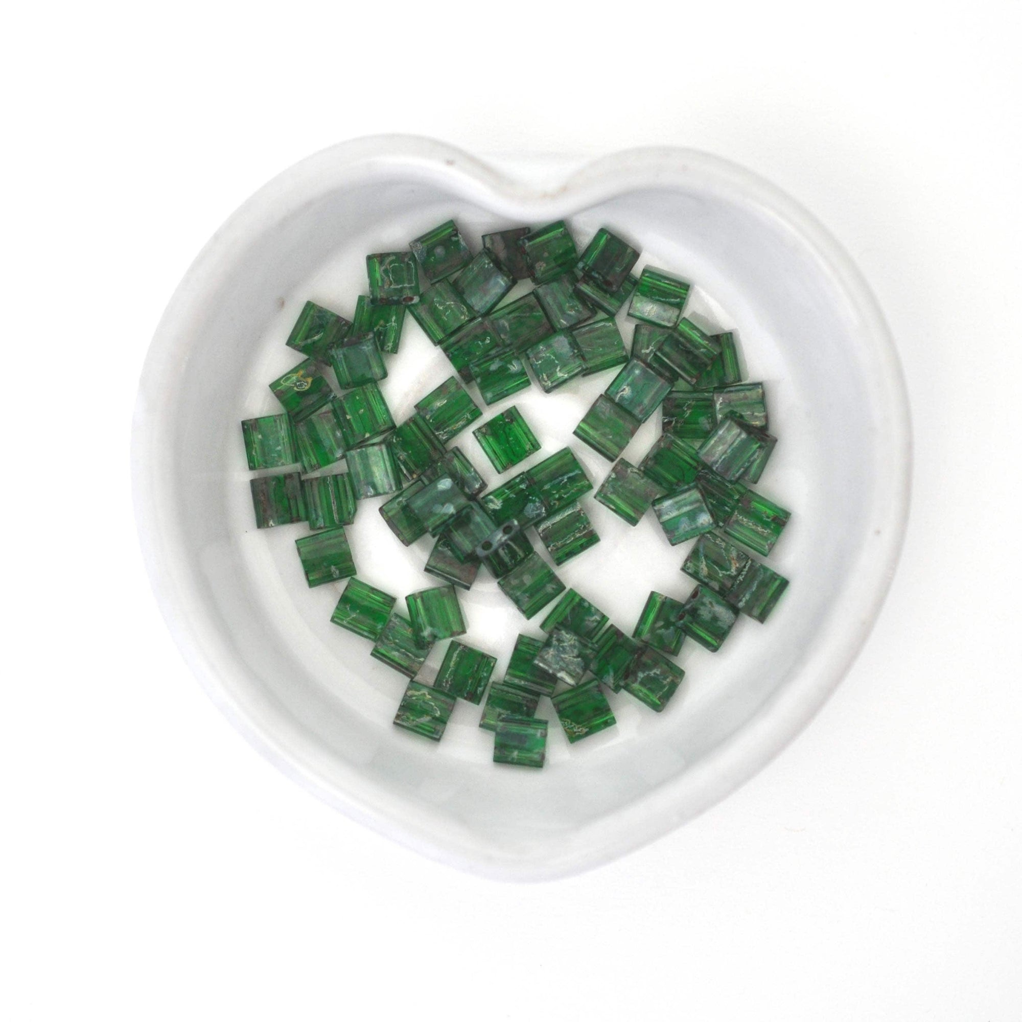 TL4507 - Picasso Emerald Miyuki Tila Beads, All Sizes