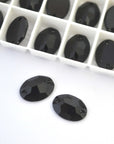 Jet Black Oval Shape 2 Hole Sew On Stone 3210 Barton Crystal 16x11mm