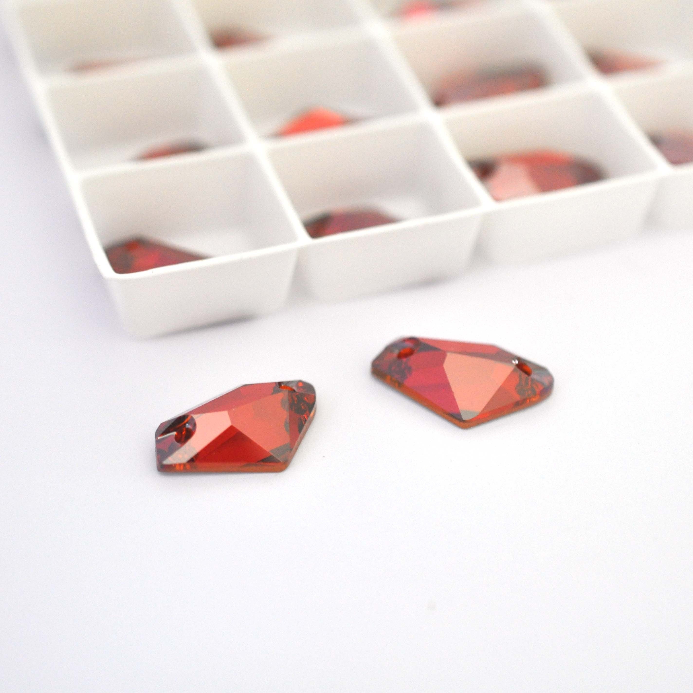 Red Magma Crystal 2 Hole Sew On Stones 3256 Barton Crystal 19x11.5mm