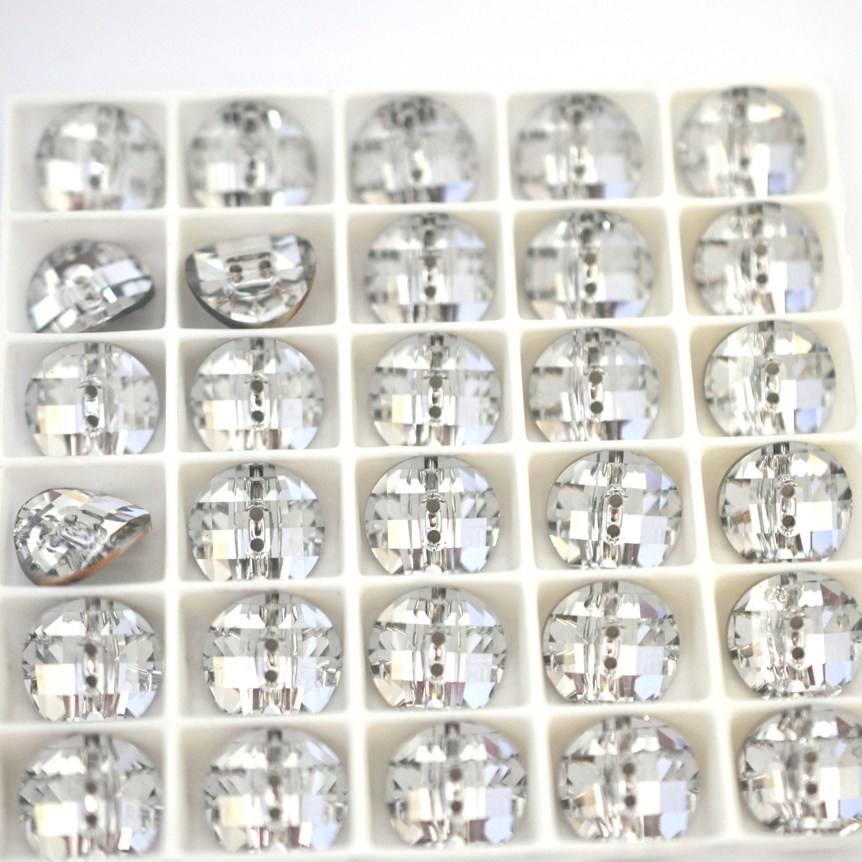 Crystal Clear Checker Top Crystal Buttons 3016 Barton Crystal 12mm