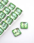 Chrysolite Square Crystal Buttons 3017 Barton Crystal 14mm