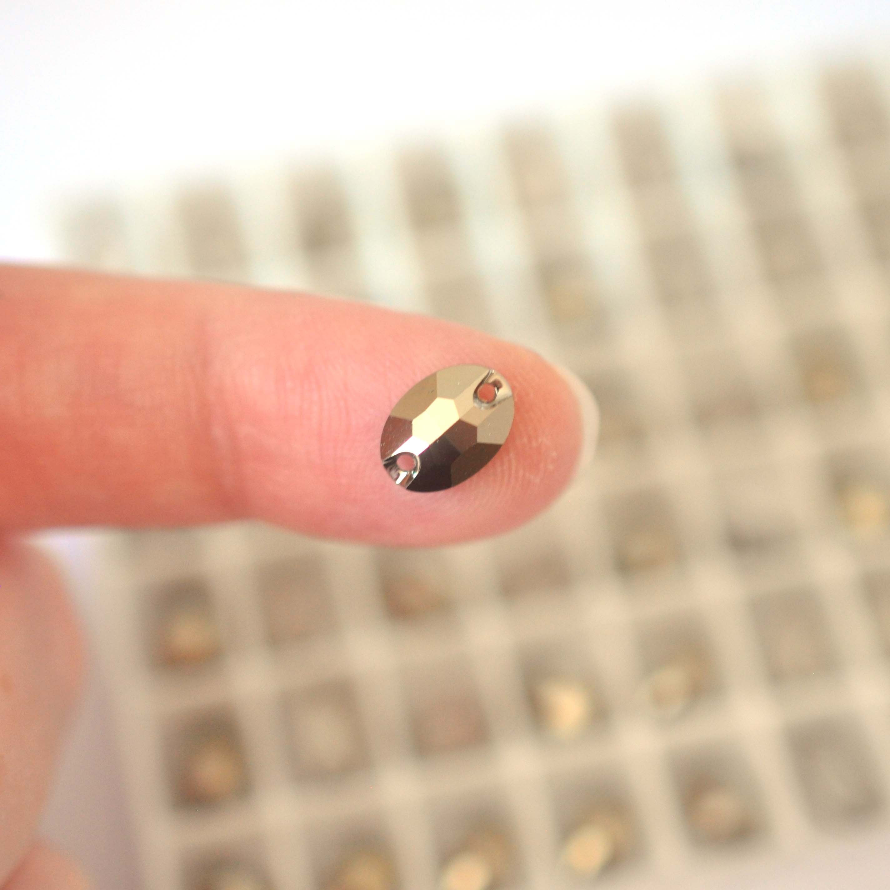 Metallic Light Gold Oval Shape 2 Hole Sew On Stone 3210 Barton Crystal 10x7mm