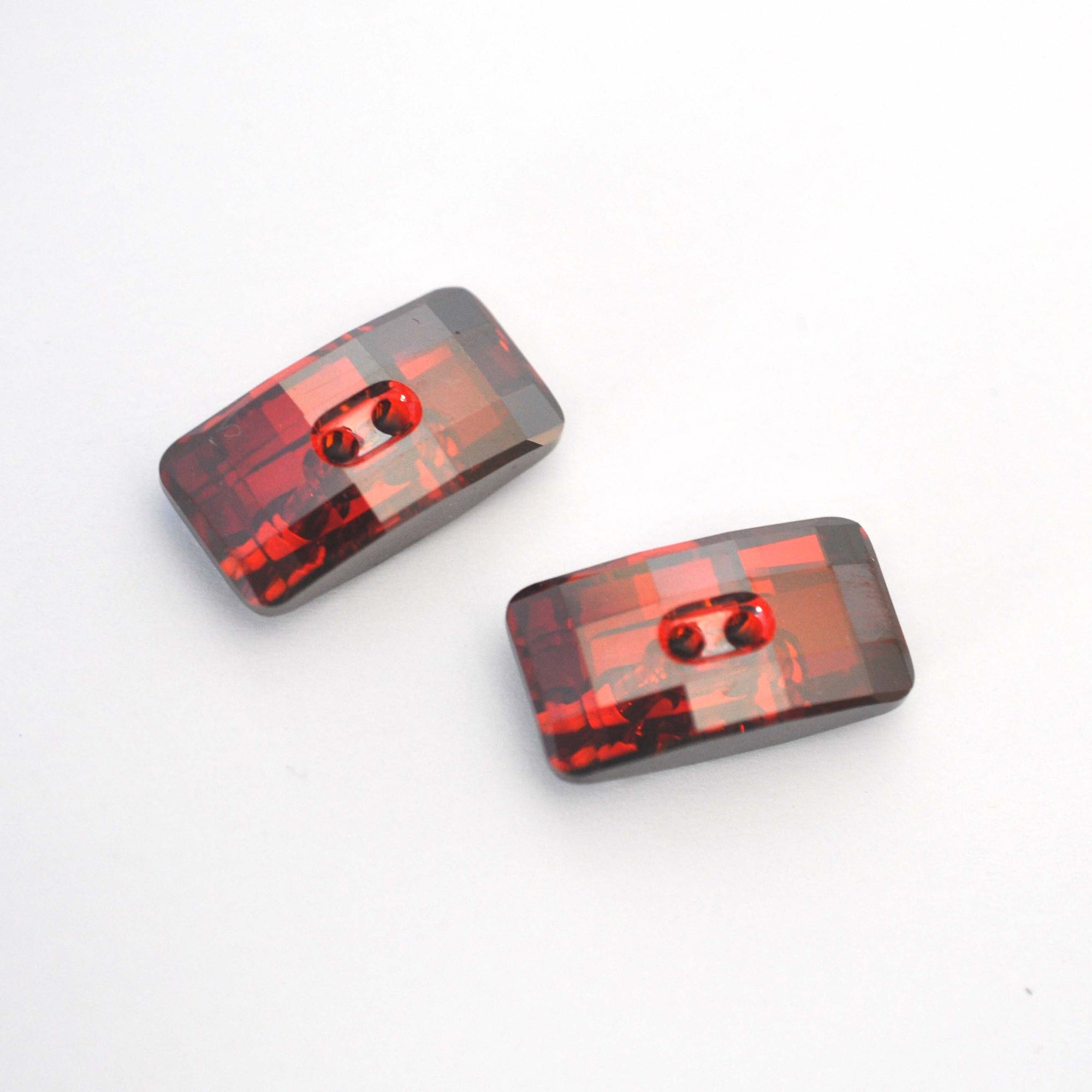 Red Magma Chessboard Button 3093 Barton Crystal 21x11mm