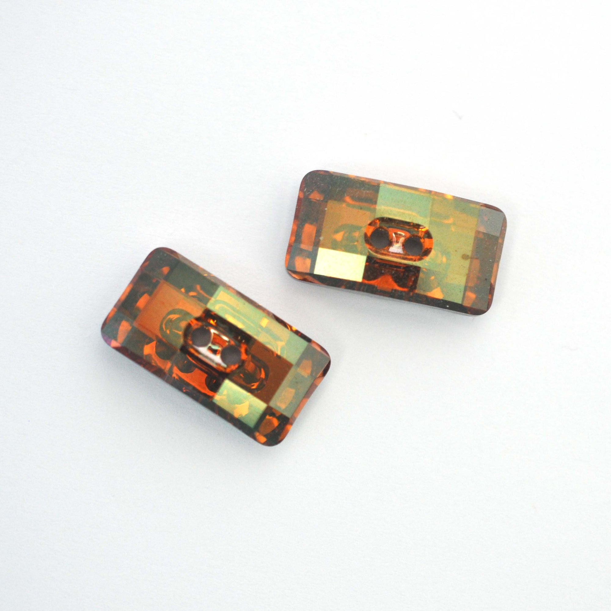 Copper Chessboard Button 3093 Barton Crystal 21x11mm