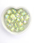 Lime Shimmer 12MM Glass Beads Vintage West German - 6 Pieces