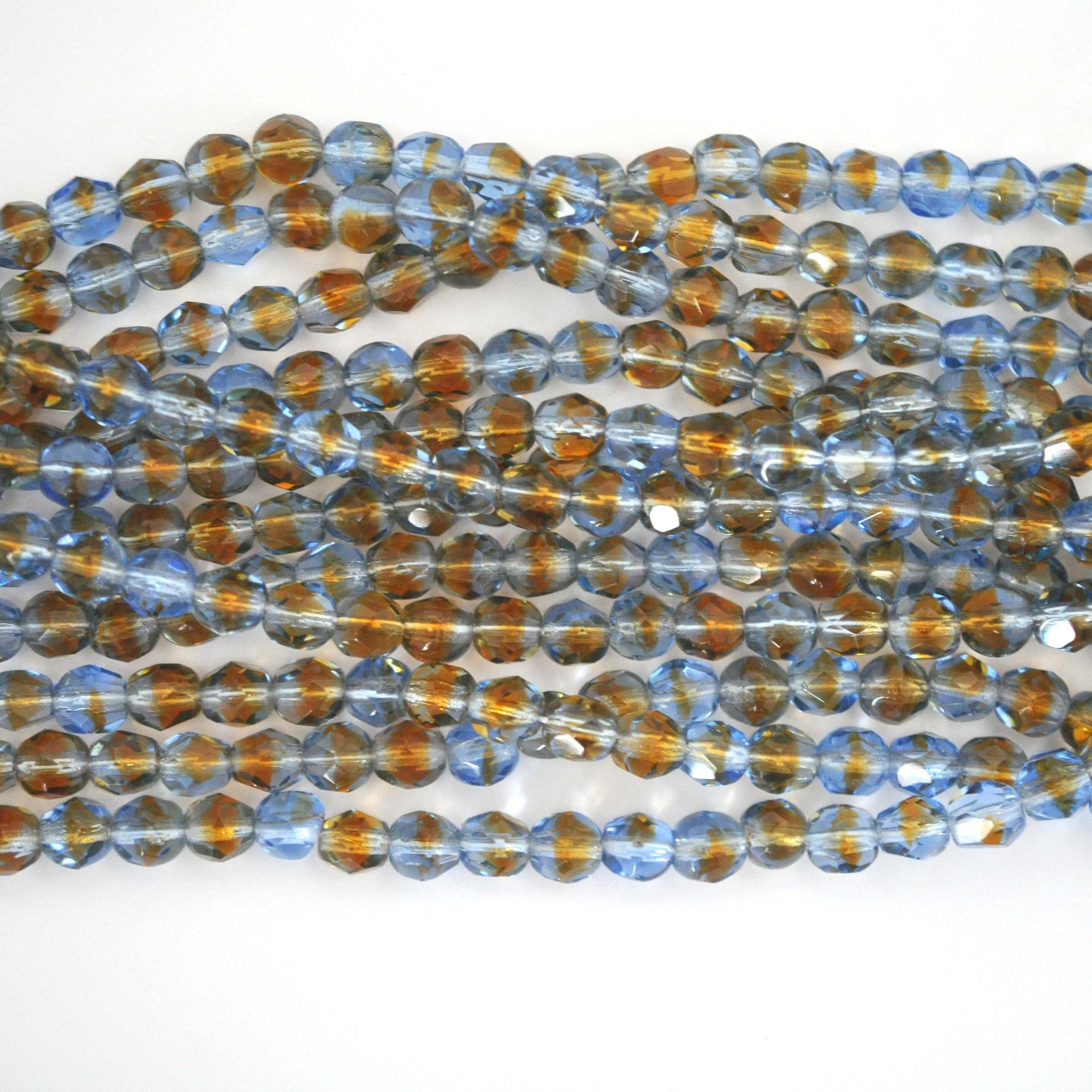 Light Sapphire &amp; Topaz 6MM Faceted Glass Beads - 25 Beads
