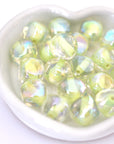 Lime Shimmer 12MM Glass Beads Vintage West German - 6 Pieces