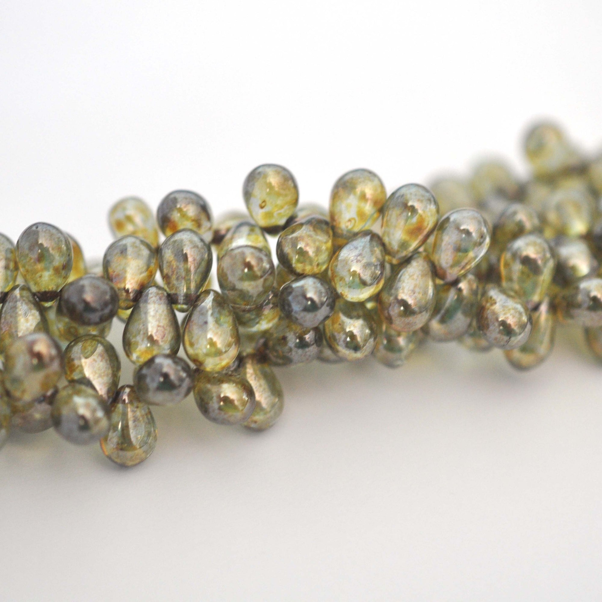 Hazel Flecked 6x9mm Teardrop Beads - 45 Pieces