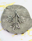 Antique Silver Ox Maple Leaf Charm Finding