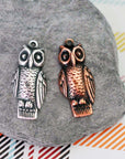 Perched Owl Brass Charm Pendants