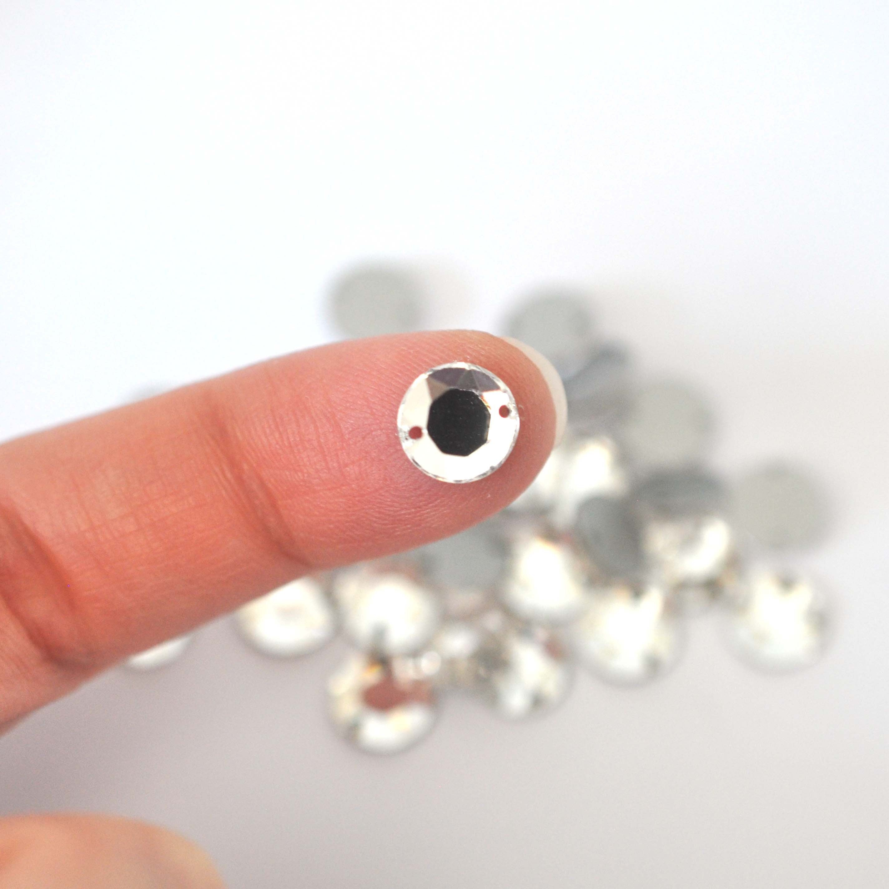 Clear Crystal Round Shape 2 Hole TTC Sew On Stones 3202/2 Barton Crystal 9mm