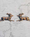 Antique Copper Ox Deer Dashing Left and Right Charm Pair - ACB123 (1 Pair)