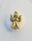 Antique Gold Ox Praying Angel Brass Charm - AGB125