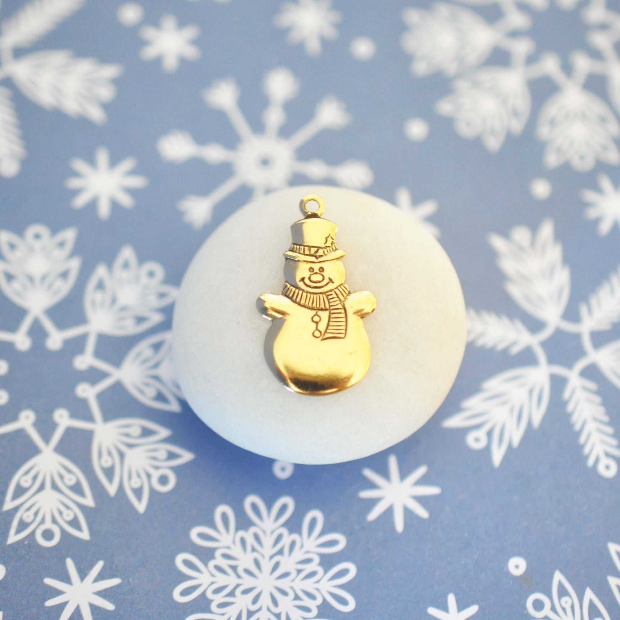 Antique Gold Ox Snowman Charm - AGB132