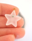 Frosted Star Light Touch Of Sparkle Charm - Pair Of Charm (2 Pieces)