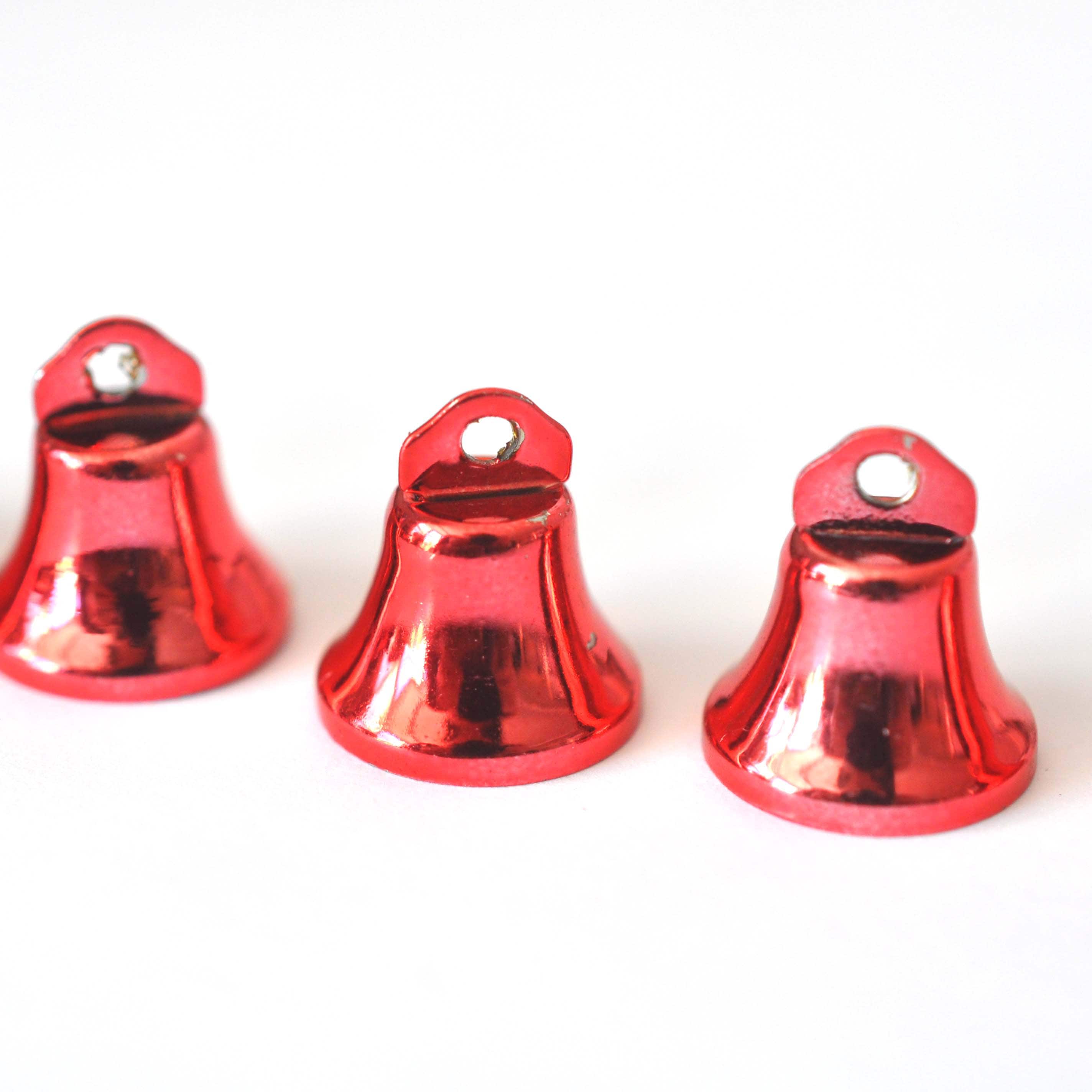 Holly Jolly Bright Red Bell Charm, Real Bell! Jingles When Shaken - 6 Bells