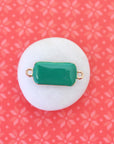 Emerald Green With Gold Plated Detailing Connector Link Charm - By The Pair (2 Pieces)