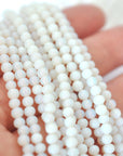 White Opal 4MM Round Glass Beads Vintage Cherry Brand - 100 Beads