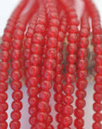 Berry Red 6MM Baroque Dimpled Glass Beads Vintage Cherry Brand - 100 Beads