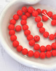 Cherry Red 6MM Round Opaque Smooth Glass Beads Vintage Cherry Brand - 100 Beads