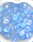 Below Zero Blue 8MM Round Shimmer Band Beads - 12 Beads