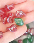 Red & Green Satin 16MM Swirl Beads - 12 Beads