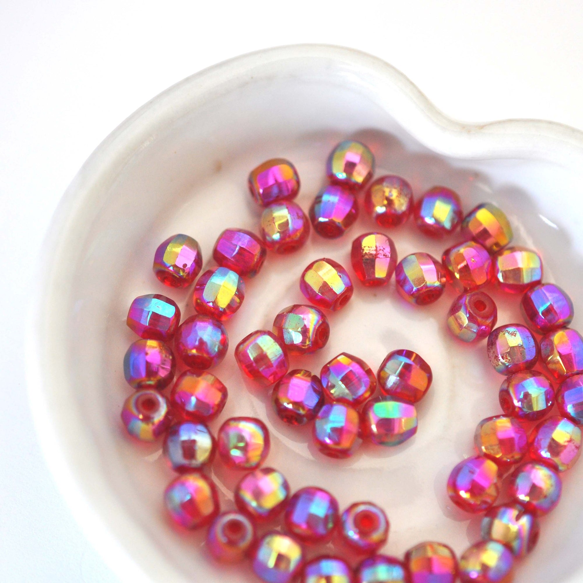 Holiday Disco Ball Faceted Glass Beads 6MM - 24 Pieces