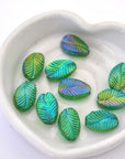 Winter Greenery 15MM Leaf Shimmer Beads - 6 Beads
