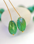 Winter Greenery 15MM Leaf Shimmer Beads - 6 Beads