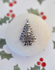 Antique Silver Ox Classic Christmas Tree Brass Charm - ASB130