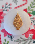 Antique Gold Ox Topiary Christmas Tree Brass Charm - AGB127