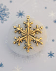Antique Gold Ox Large Snowflake Brass Charm - AGB124