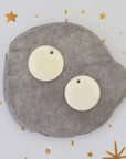 Snowy White Gold Accented Disk Charms - 15MM - By The Pair (2 Pieces)