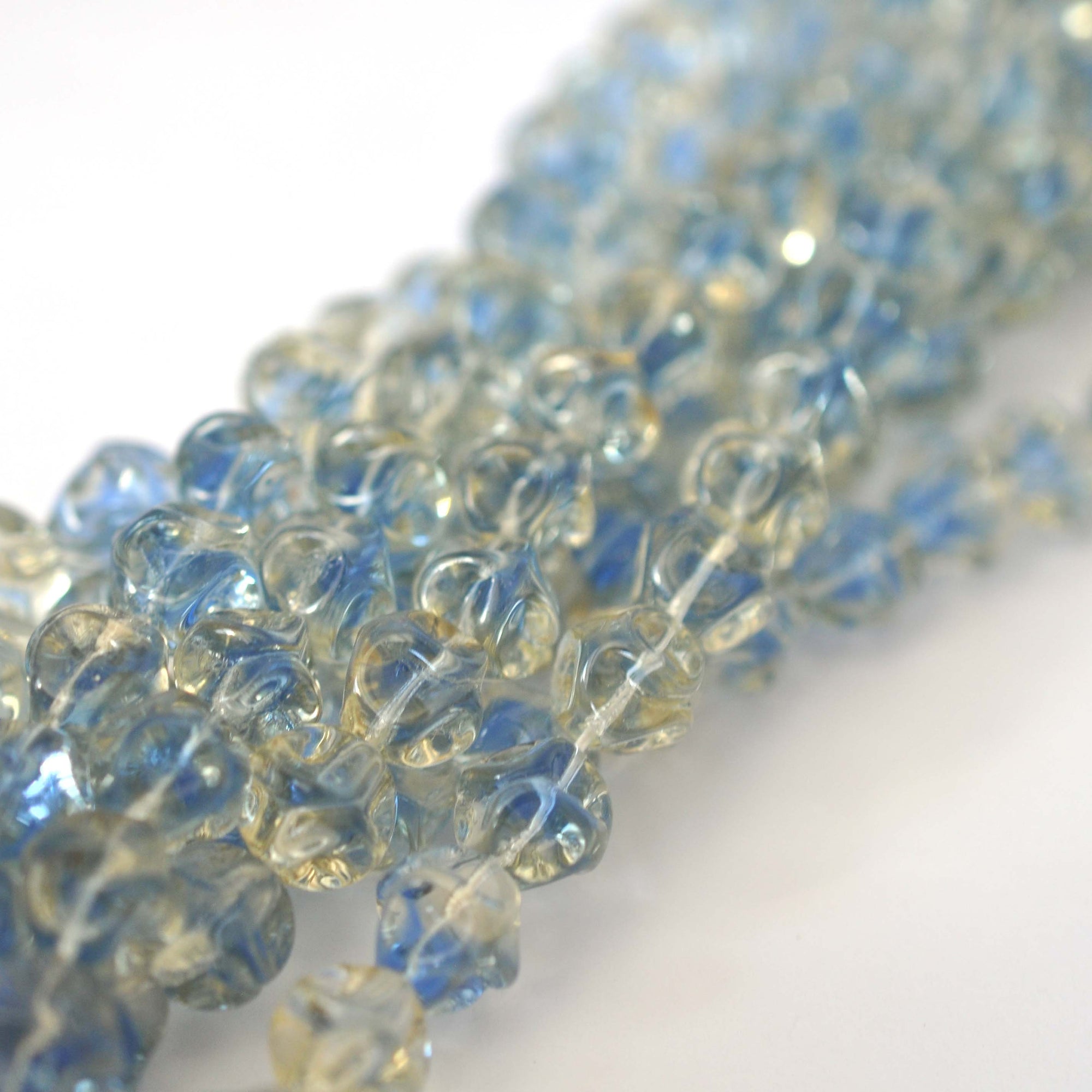 Ice Rink Blue &amp; Clear 10MM Crinkle Beads - 6 Beads