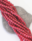 Cranberry 4MM Round Glass Beads Vintage Cherry Brand - 100 Beads