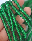 Emerald Green 6MM Baroque Dimpled Glass Beads Vintage Cherry Brand - 100 Beads