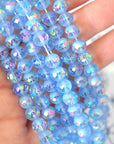 Below Zero Blue 8MM Round Shimmer Band Beads - 12 Beads