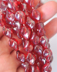 Red & Green Satin 16MM Swirl Beads - 12 Beads