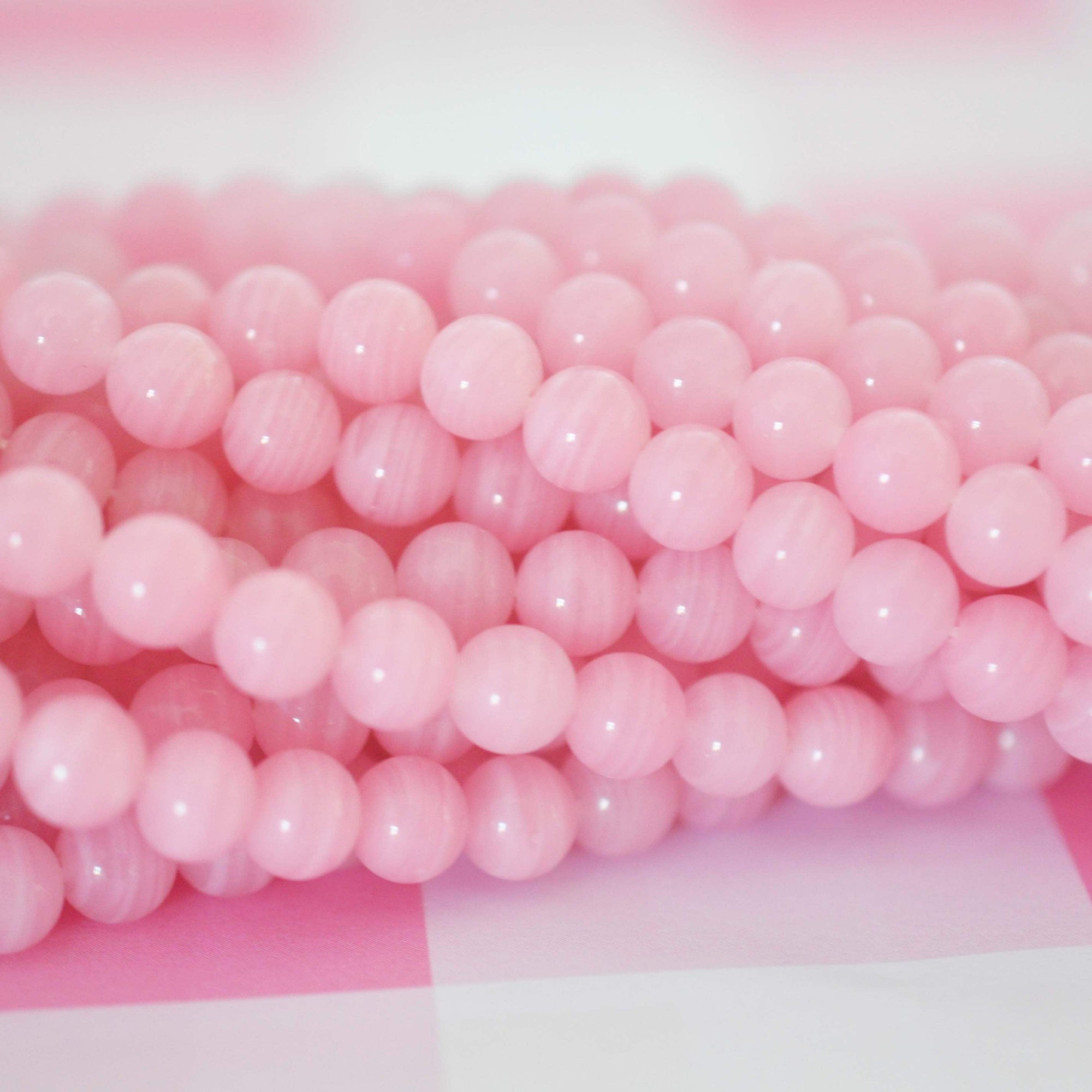 Perfectly Pink 6MM Smooth Round Vintage Cherry Brand Glass Beads - 100 Beads