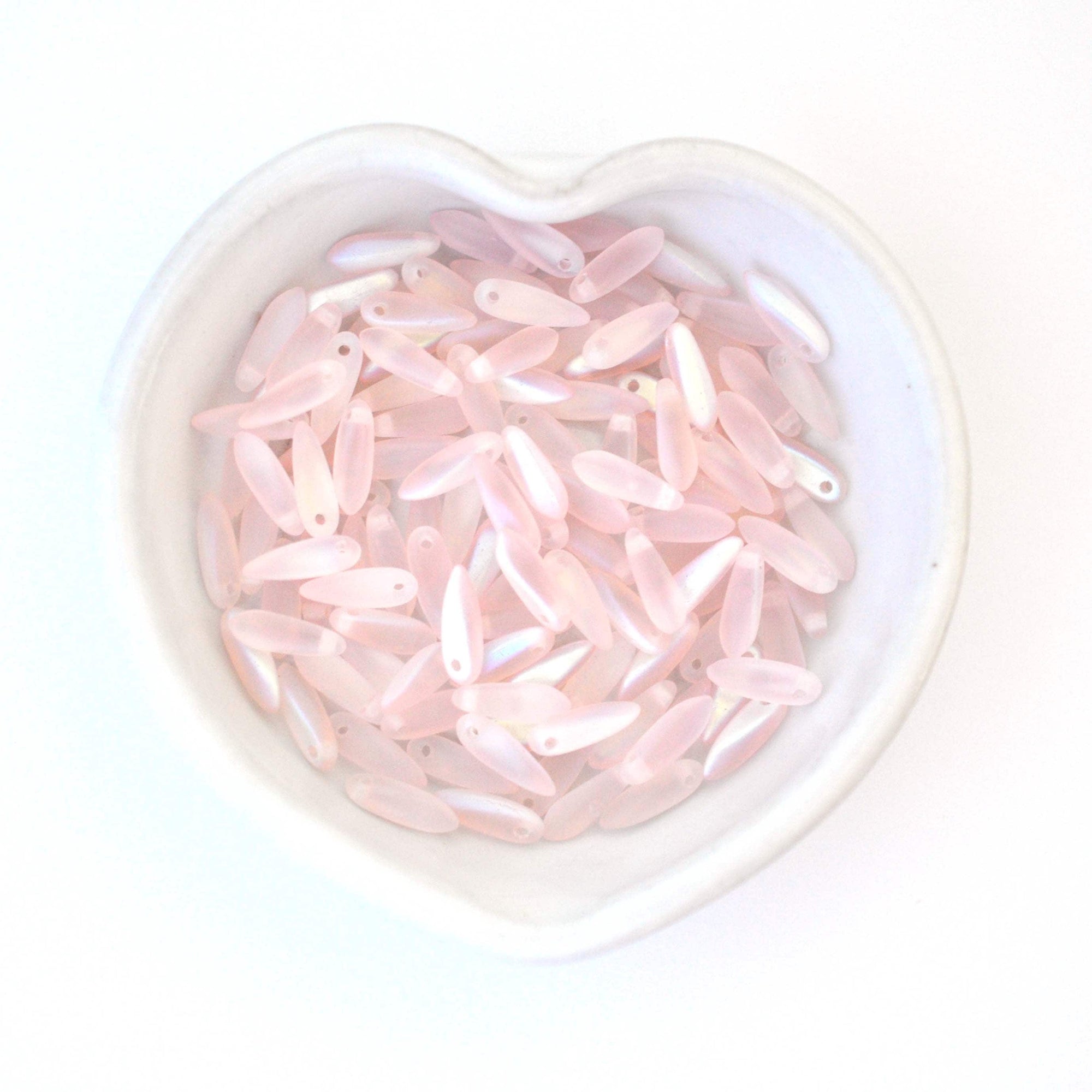 Pale Pink Shimmer Dagger Beads 11x3mm - 50 Beads