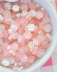Pink AB Shimmer Flower Pressed Glass Beads 6mm - 50 Beads