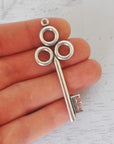 Antique Silver Ox Large Key Brass Charm Stamping - ASB140