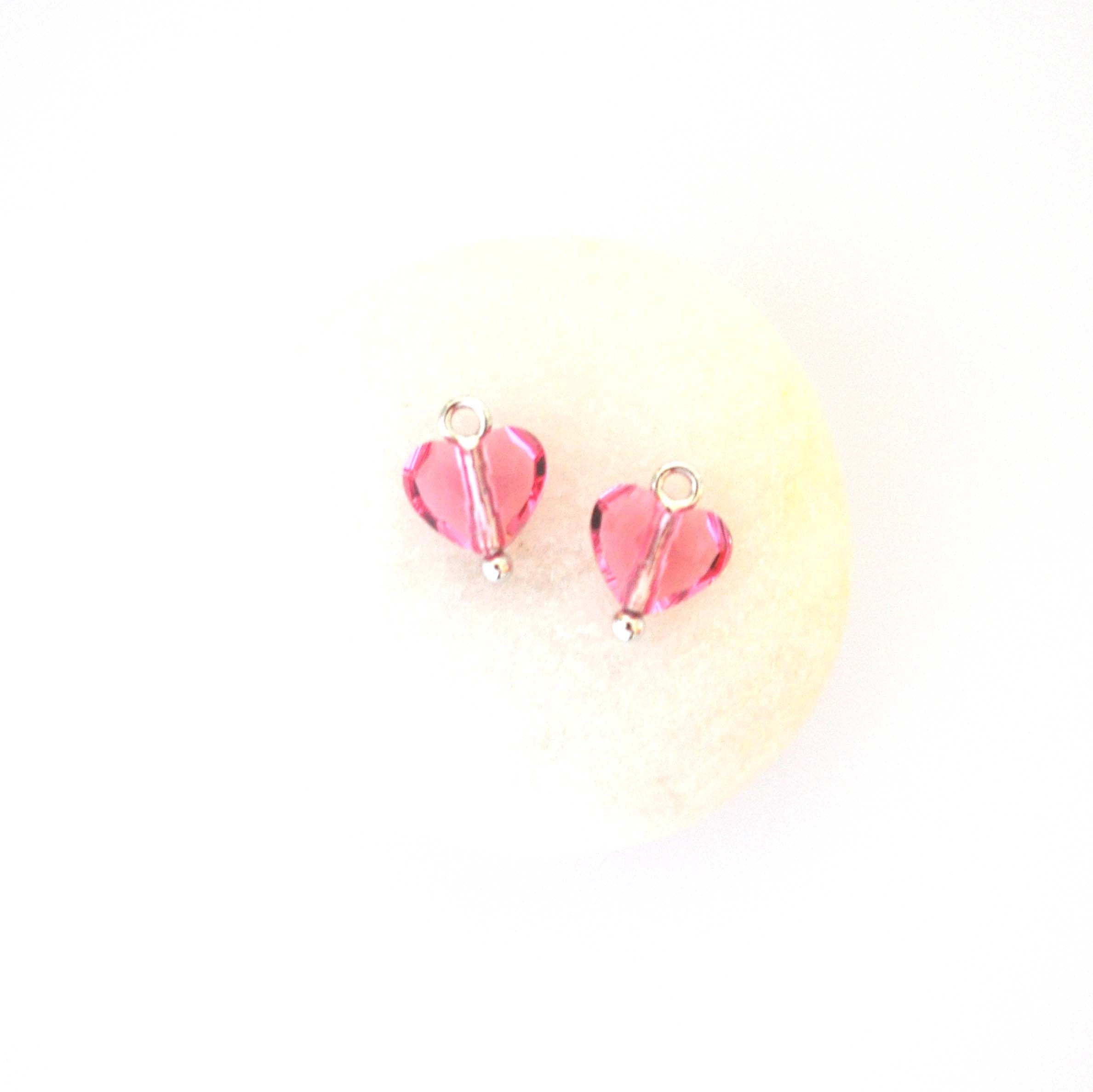 Light Rose Cutie Heart Pair of Charms Barton Crystal - 1 Pair (2 Pieces)