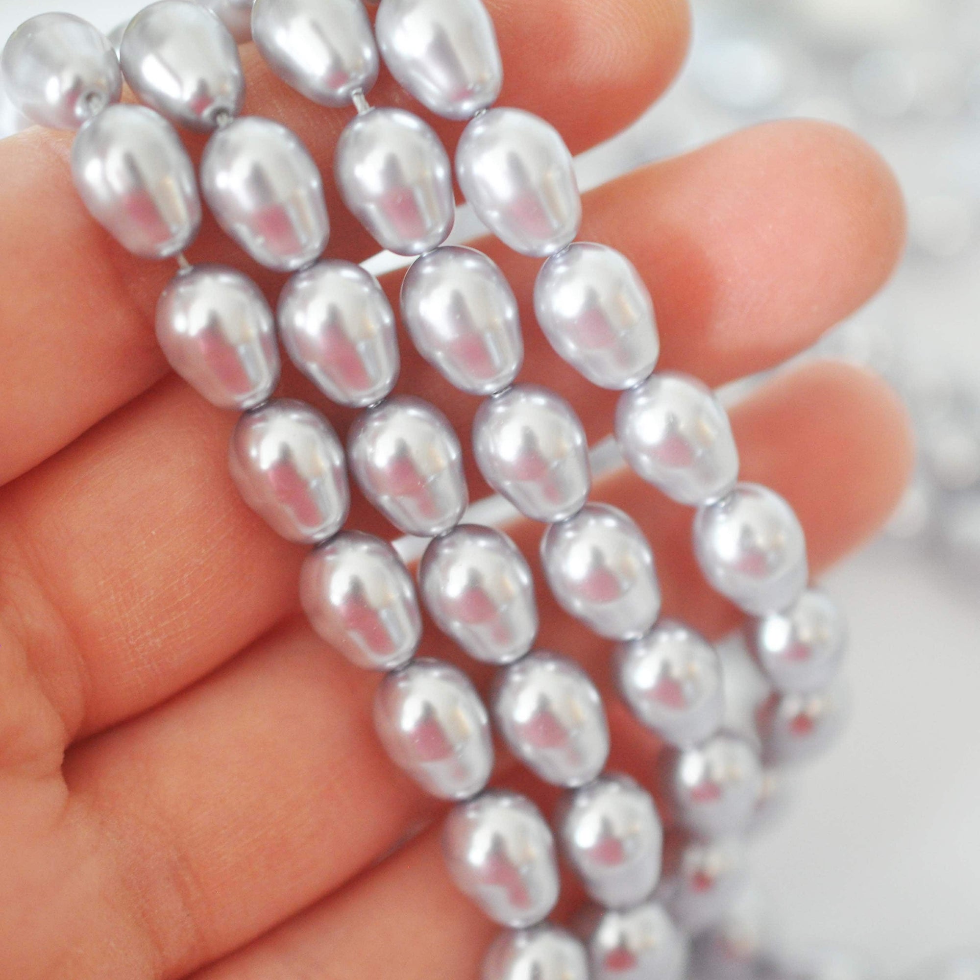 Metallic Lavender Crystal Pearls 11x10mm 5821 Barton Crystal Pearl Beads