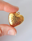 Dimpled Gold Plated Puffy Heart - 1 Pair (2 Pieces)
